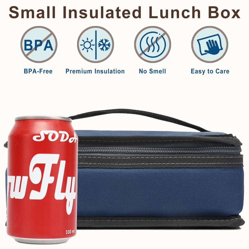 FlowFly Small Insulated Lunch box Portable Soft Bag Mini Cooler Thermal Meal Tote Kit with Handle for Work & School, Cyan - Image 2